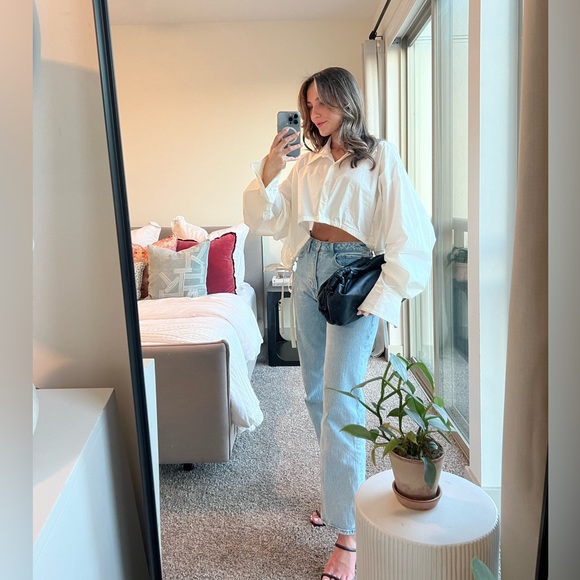 NEW** LATTELIER WHITE CROPPED DRAWSTRING TOP - Picture 7 of 9